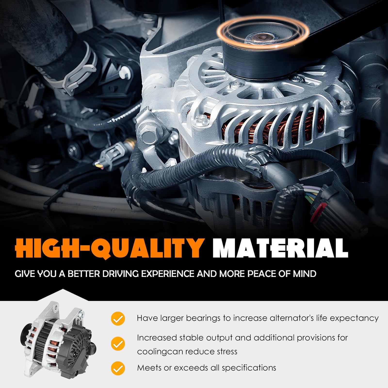 Alternator For Hyundai Veloster L4 1.6L 2012 2013 2014 2015 2016 2017 13209 - View #8