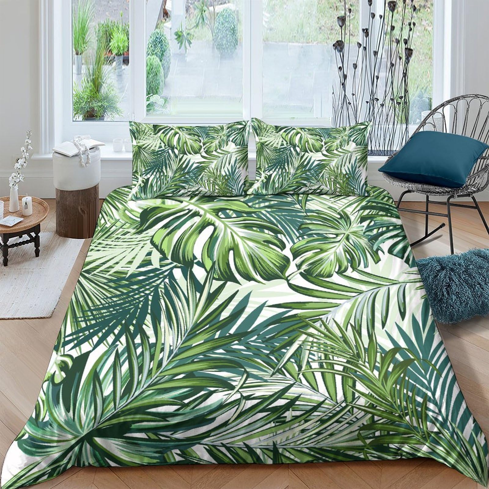 Ctjqhvkz Style-6 3D Printed Tropical Palm Leaf Fitted Sheet Microfiber Soft Green Jungle Mattress Cover For Bedroom Decor Home Use Single（135X200cm）