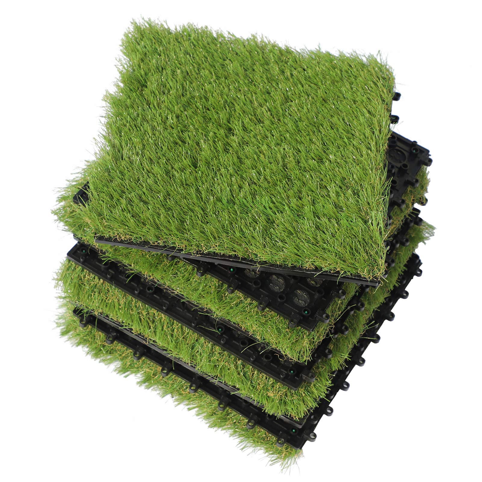 Oudeal Artificial Grass Tile Interlocking Turf ,Synthetic Grass Mat for Outdoor Garden Lawn Landscape (6 Pieces)