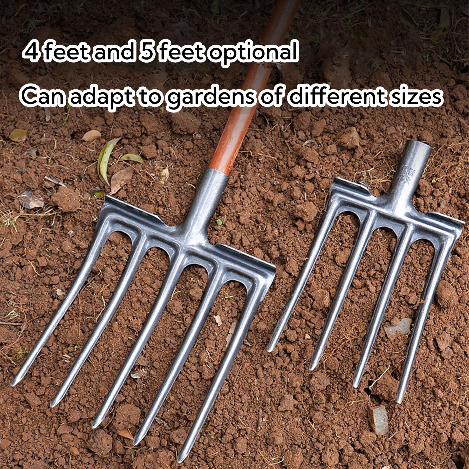 Forca da scavo Forca da Giardino in Acciaio ad Alto tenore di Carbonio Forca da scavo da Giardino antirottura per aziende agricole (5 Denti)
