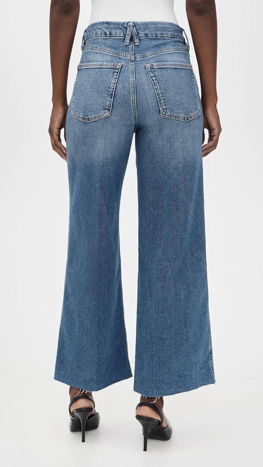 Good American Women's Good Skate Cropped Wide Jeans - Image 3