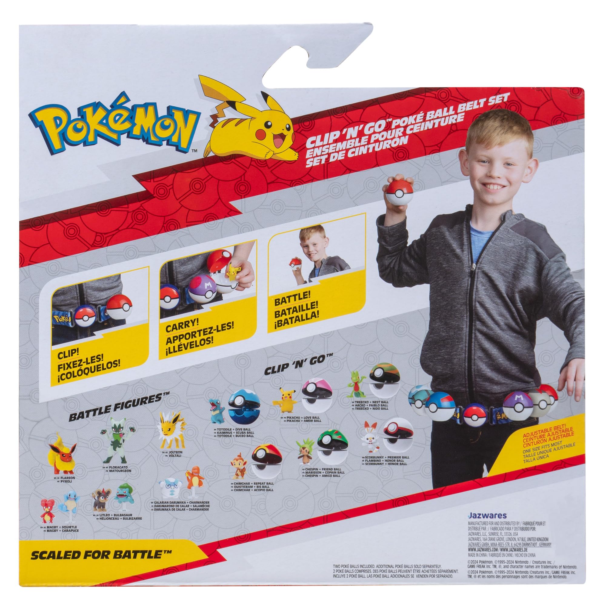 Pokémon Juego de cinturón Clip 'N' Go Incluye un cinturón temático y una Figura de acción Squirtle de 5 cm con Accesorios de Ultra Bola y Bola Anzuelo