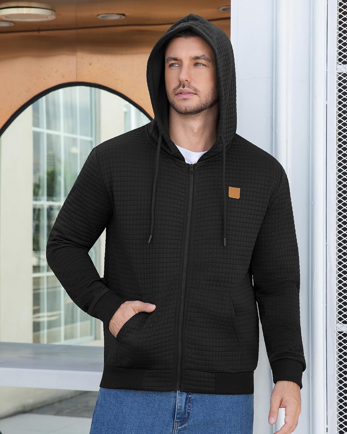 Aiyino Men's Zip Up Hoodie Lightweight Hooded Sweatshirt Jackets With Kanga Pocket - Image 3