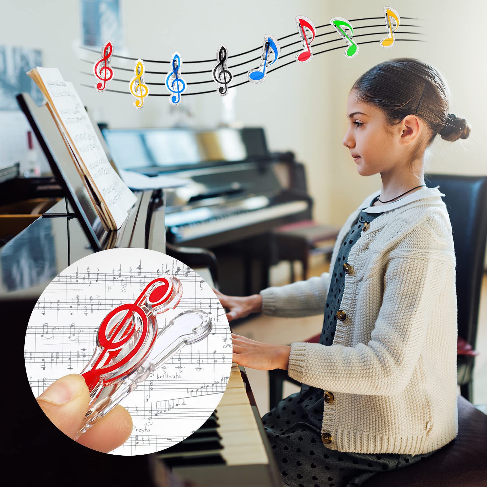 PATIKIL Music Note Clips, 40pcs Music Paper Clip Holder, Plastic Music Book Clip Bookmarks Stationery Clips for Paper Book Music Invitation Card Notebook - Image 4