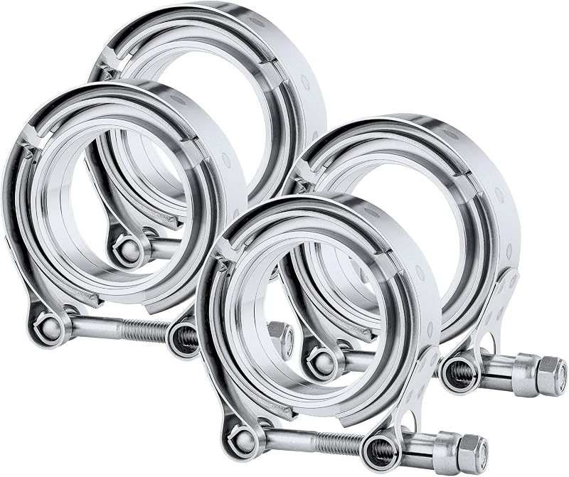 Kit de Abraçadeira V-Band EVIL ENERGY com Flanges Macho e Fêmea em Aço Inoxidável 304 para Escape 2,25" – 4 peças
