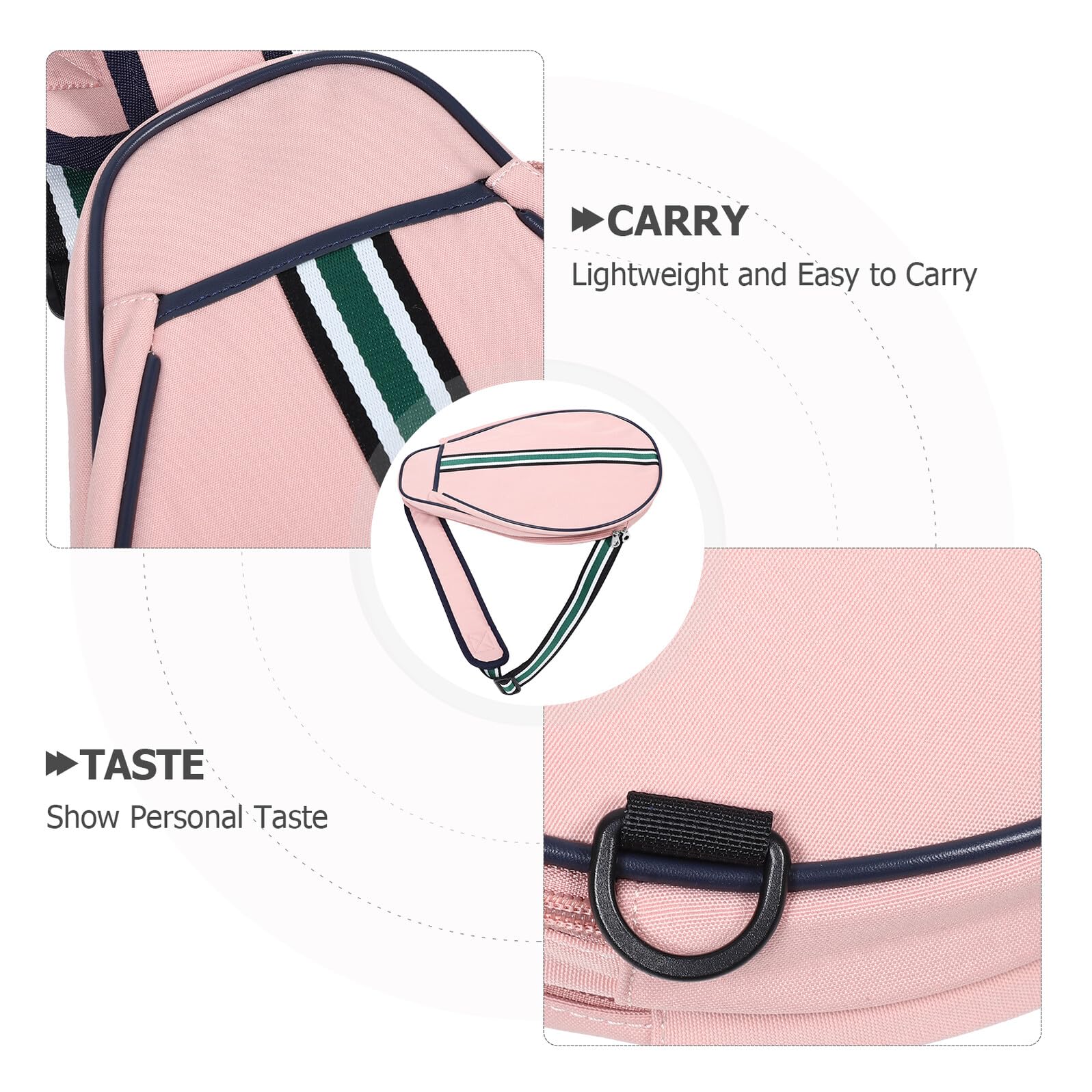 Borsa Porta Racchetta da Badminton Monospalla Rosa Tracolla Regolabile, Custodia Cerniera per Attrezzatura Sportiva e Accessori, per Trasporto Outdoor e Allenamento