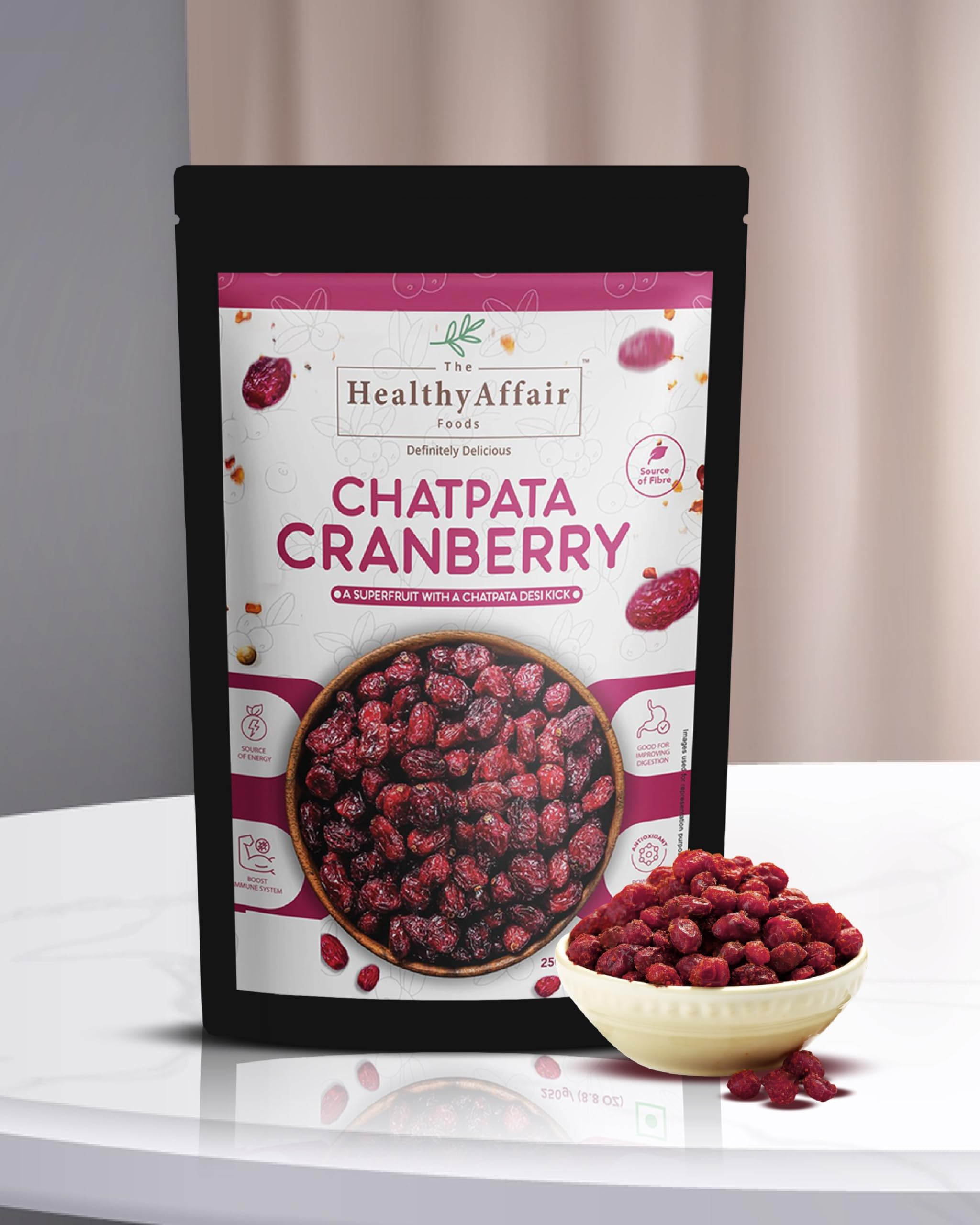 The Healthy Affair Chatpata Cranberry, Spiced Dried Superfruit Snack, 250g, irrestiblly delicious, Bursting with Flavor and Impossible to Resist-image-46