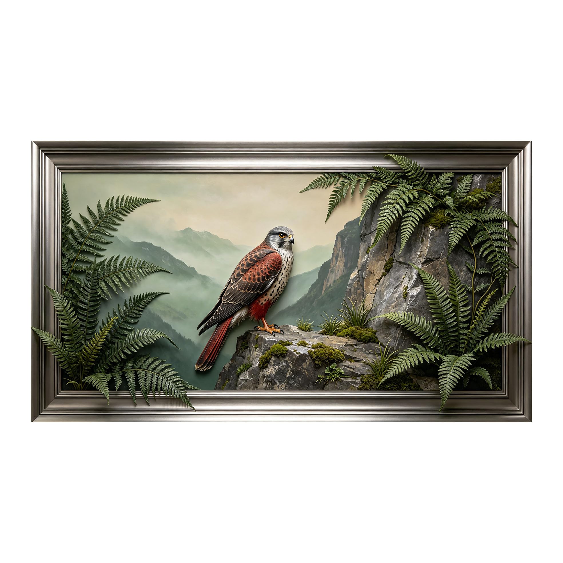Yzpallescene 3D 3D Framed Wall Art 50cm×90cm Hawk Mountain Landscape Realistic Oil Painting Large Size SelfAdhesive Removable Wall Decor Prints Artwork for Living Room Bedroom Office