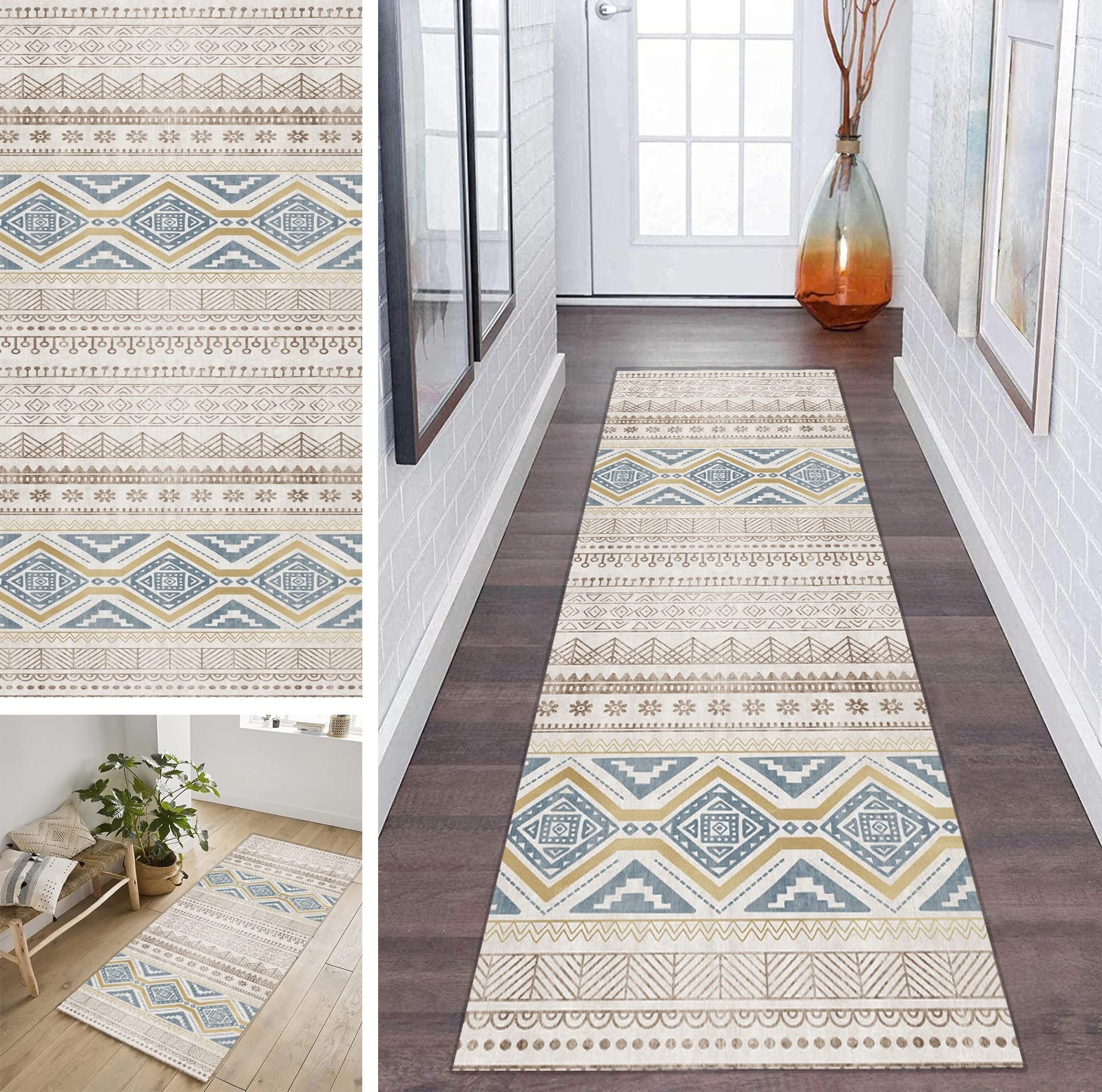 ZDYHMrj Tapijtloper, antislip, roze, Marokko, per meter, keukenloper, voor gang, tapijt, loper, wasbaar, modern, slaapkamer, woonkamer, breedte 40 cm