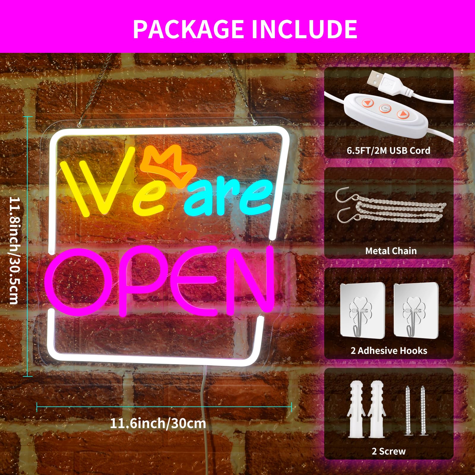 Rdutuok LED Neon We are Open Sign - Image 2