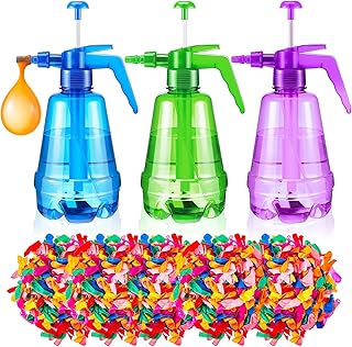 Junkin 3 Pcs Water Balloon Pump with 1000 Balloons, Water Balloon Filler 3 in 1 Air and Water Balloon Inflator Portable Filling Pumping Station for Summer Themed Parties Water Fight, Random Color