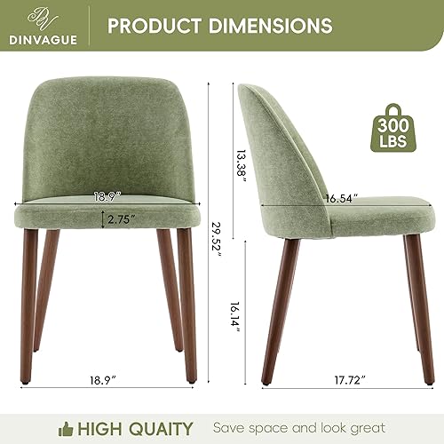 Miniatura 2 de Juego de 4 sillas de comedor tapizadas, patas de madera maciza, juego de 4 sillas de comedor modernas, sillas laterales de cocina de tela con fácil