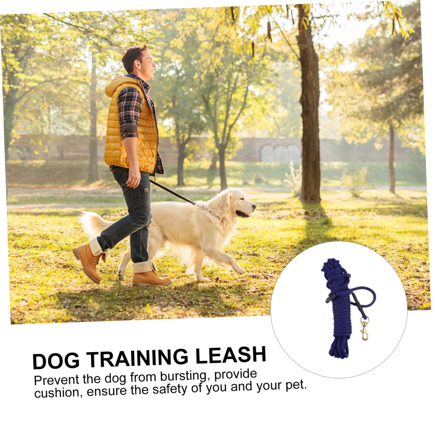 YARNOW Laisse Longue pour Chien en Polypropylène 10m, Bleu, Crochet, Résistante aux Morsures, pour Promenade et Dressage en Extérieur