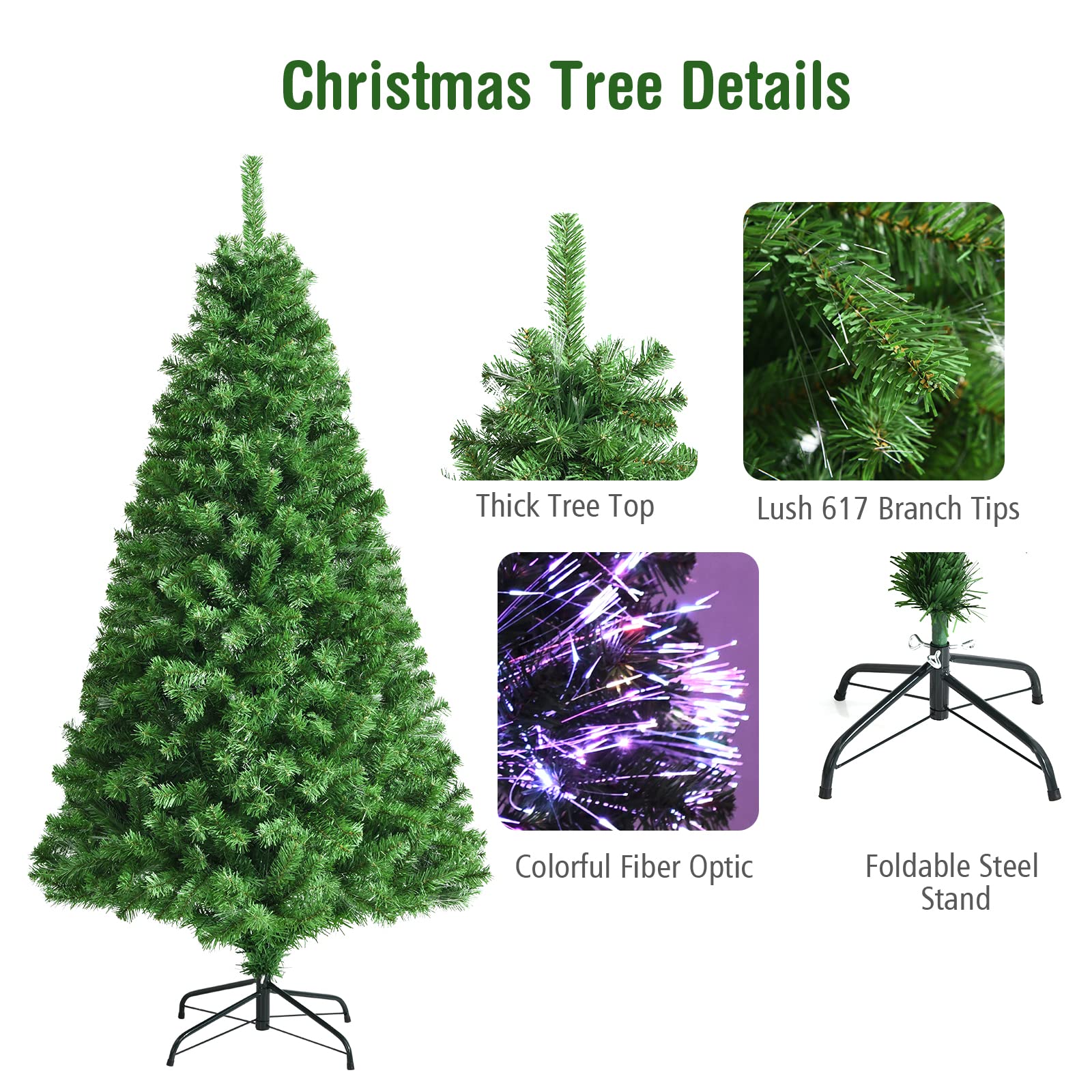 LIFEZEAL Kunstkerstboom, kunstboom dennenboom materiaal PVC, incl. stalen standaard, kerstboom voor thuis, kantoor, winkels, groen (180 cm