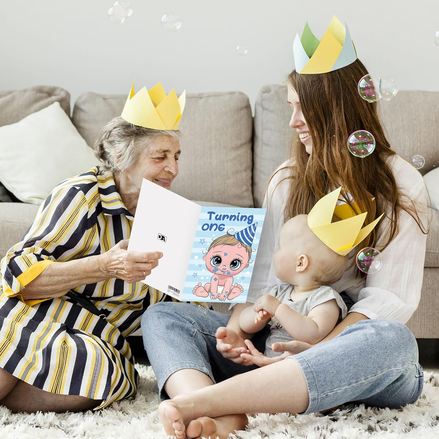 Funny Baby First Birthday Card for Boy, Happy 1st Birthday Cards Gifts, Cute Grandson Son Boys One Year Old Bday Card Decorations. - Image 7