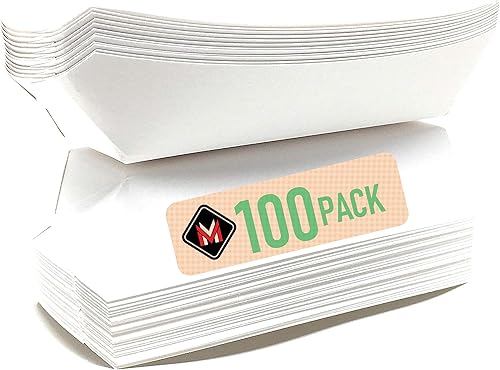 Miniatura 10 de Mr Miracle Bandeja de papel para perros calientes de 7 pulgadas en patrón rojo y blanco. Paquete de 50. Desechable, reciclable y totalmente