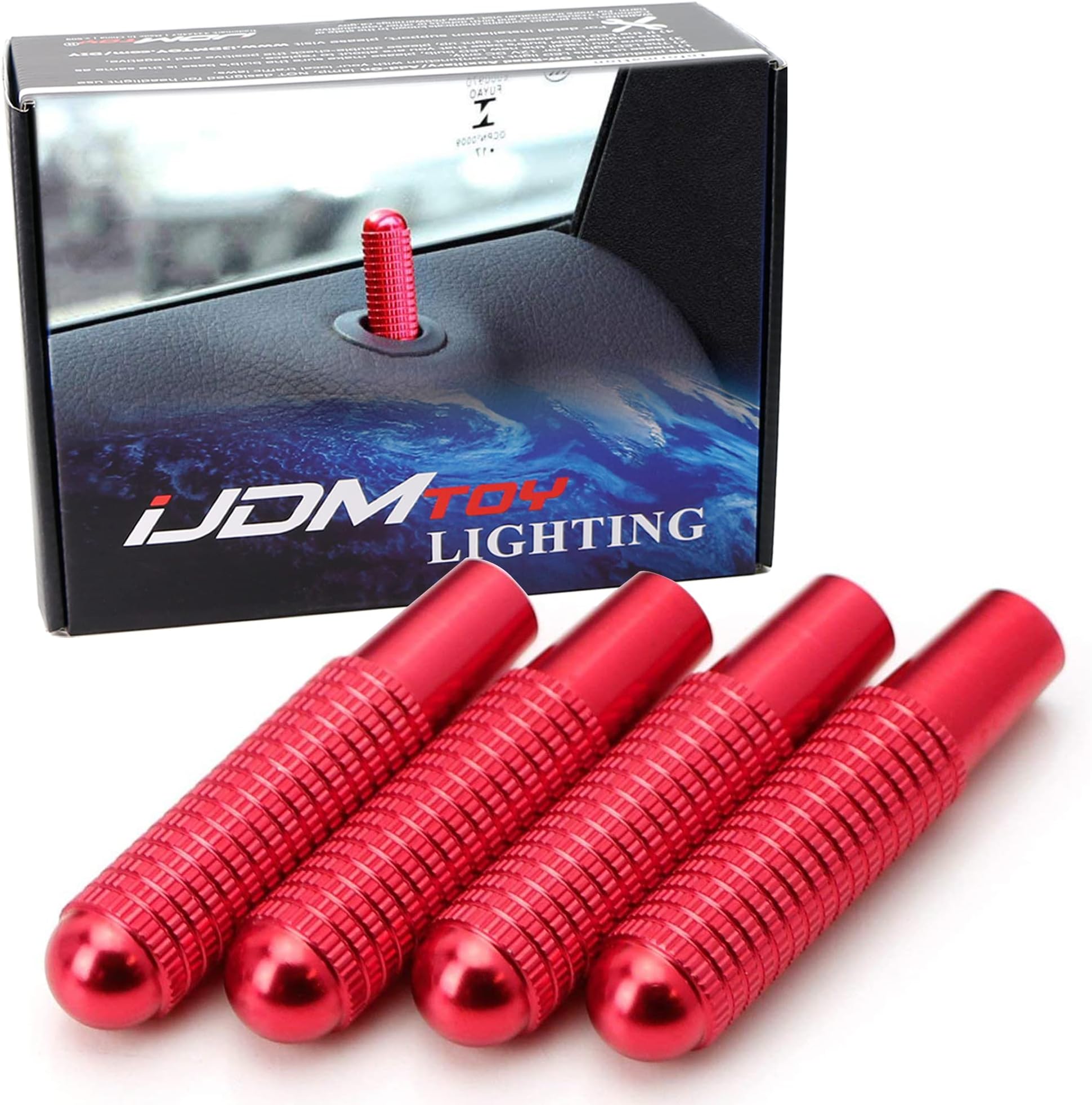 iJDMTOY 4pcs Red Aluminum Bolt-On Replace Door Lock Knobs Compatible with Mercedes CLA GLA Class (W117 C117 X156)