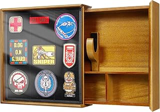 OneTigris Concealment Shelf, Hidden Shelf Concealment Furniture Wall Mounted Hidden Storage Box Secret Compartment Furniture Wooden Picture Photo Frame with Patches Display Holder Panel (Sapelli) - OneTigris