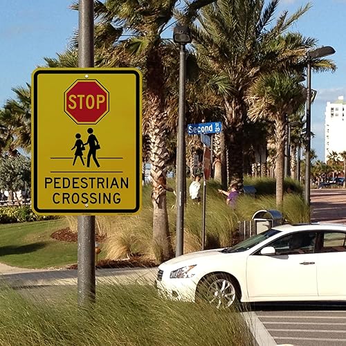 Miniatura 3 de SmartSign Letrero "Stop - Peatón Crossing"  18 x 24 pulgadas 3M de aluminio reflectante de grado de ingeniero