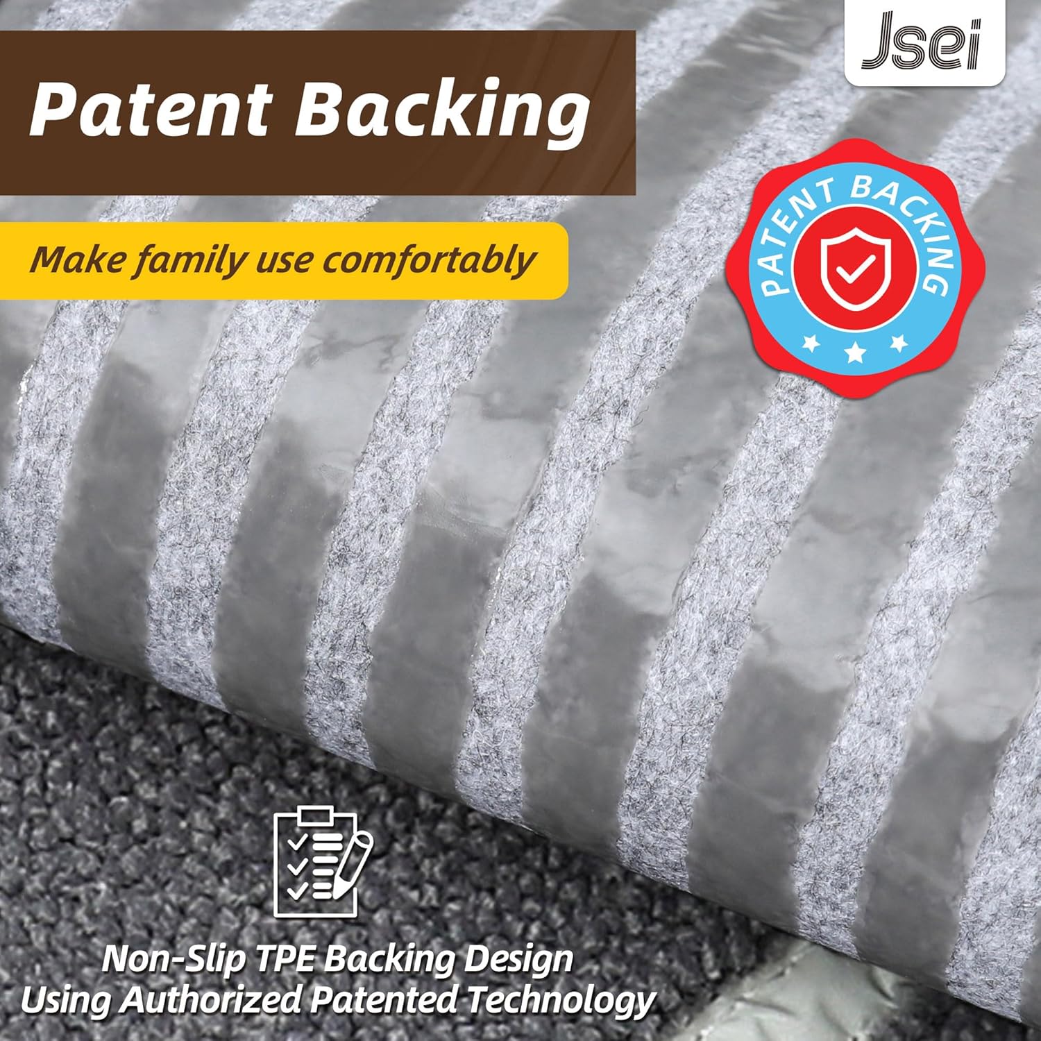 JSEI Stair Treads for Wooden Steps Indoor with Glow in The Dark Stripe, 15 Pack 9" X 28" Non-Slip Washable Carpet Stair Mats with TPE Backing, Polyester Stair Rugs for Kids Elders & Pets, Light Grey