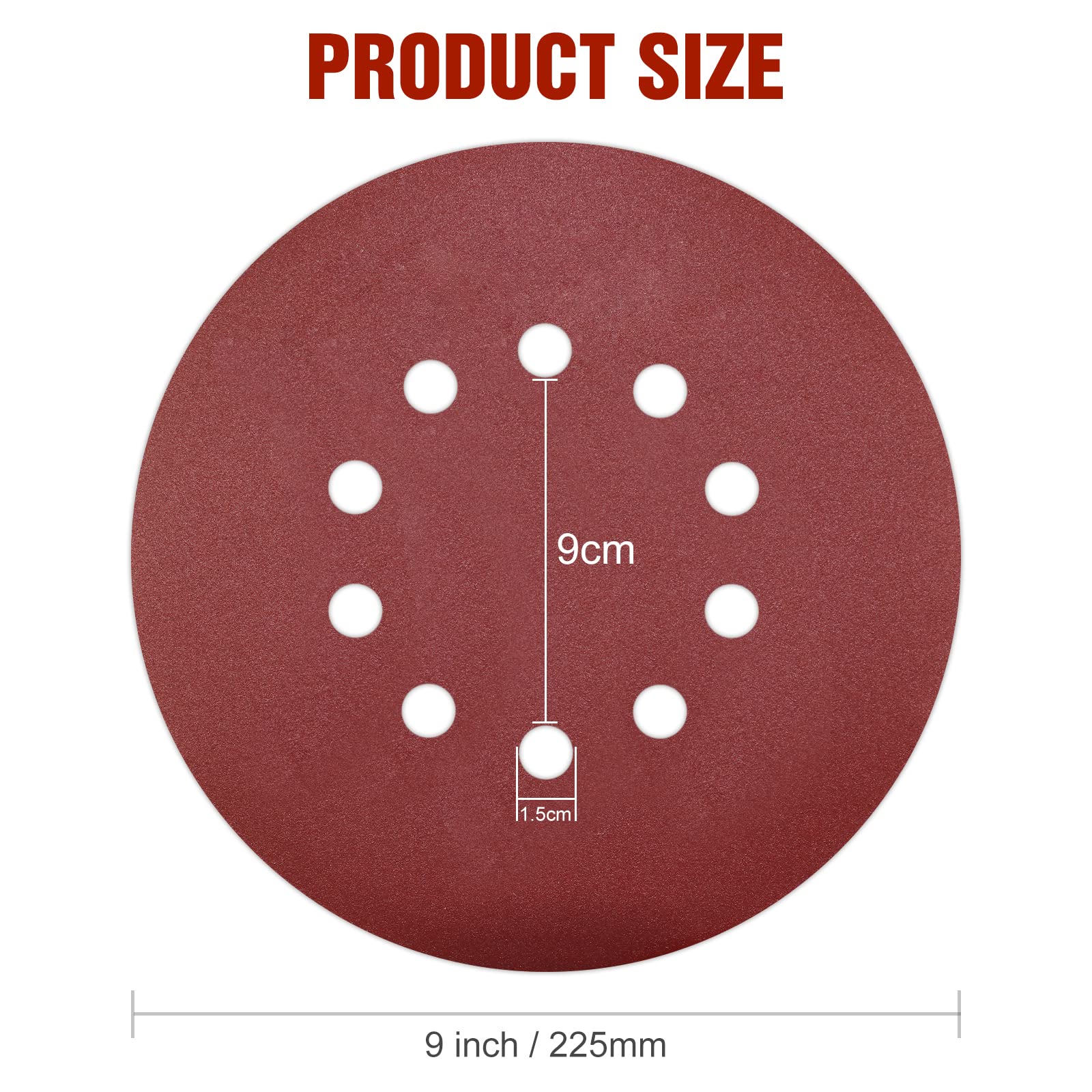 KONGMING 25 Pezzi Dischi Abrasivi 225 mm Grana 240 10 Fori Carta Vetrata per levigatrice per muro
