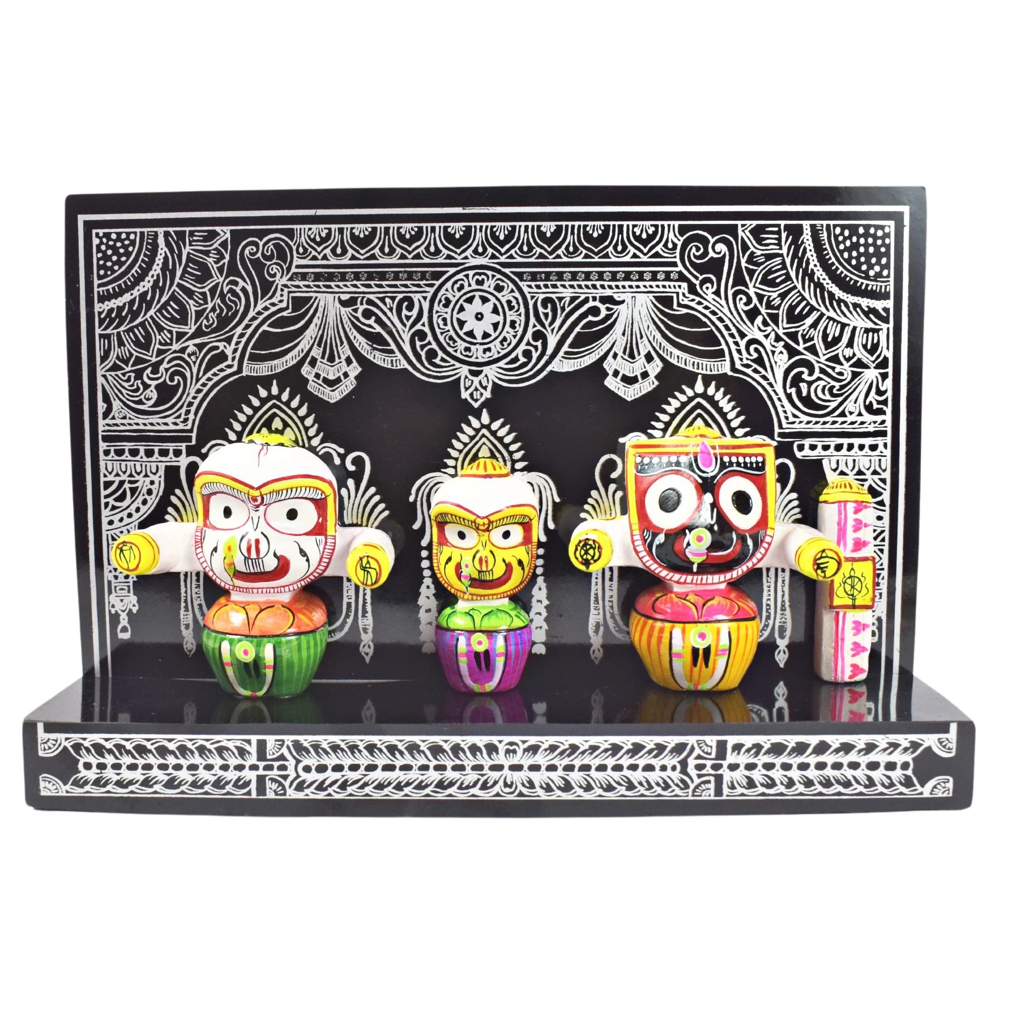 Shree Religious Jagannath, Subhadra, Balabhadra, Sudarshana in Singhasana 16 cm(Ceramic, Multicolor,Set of 1)