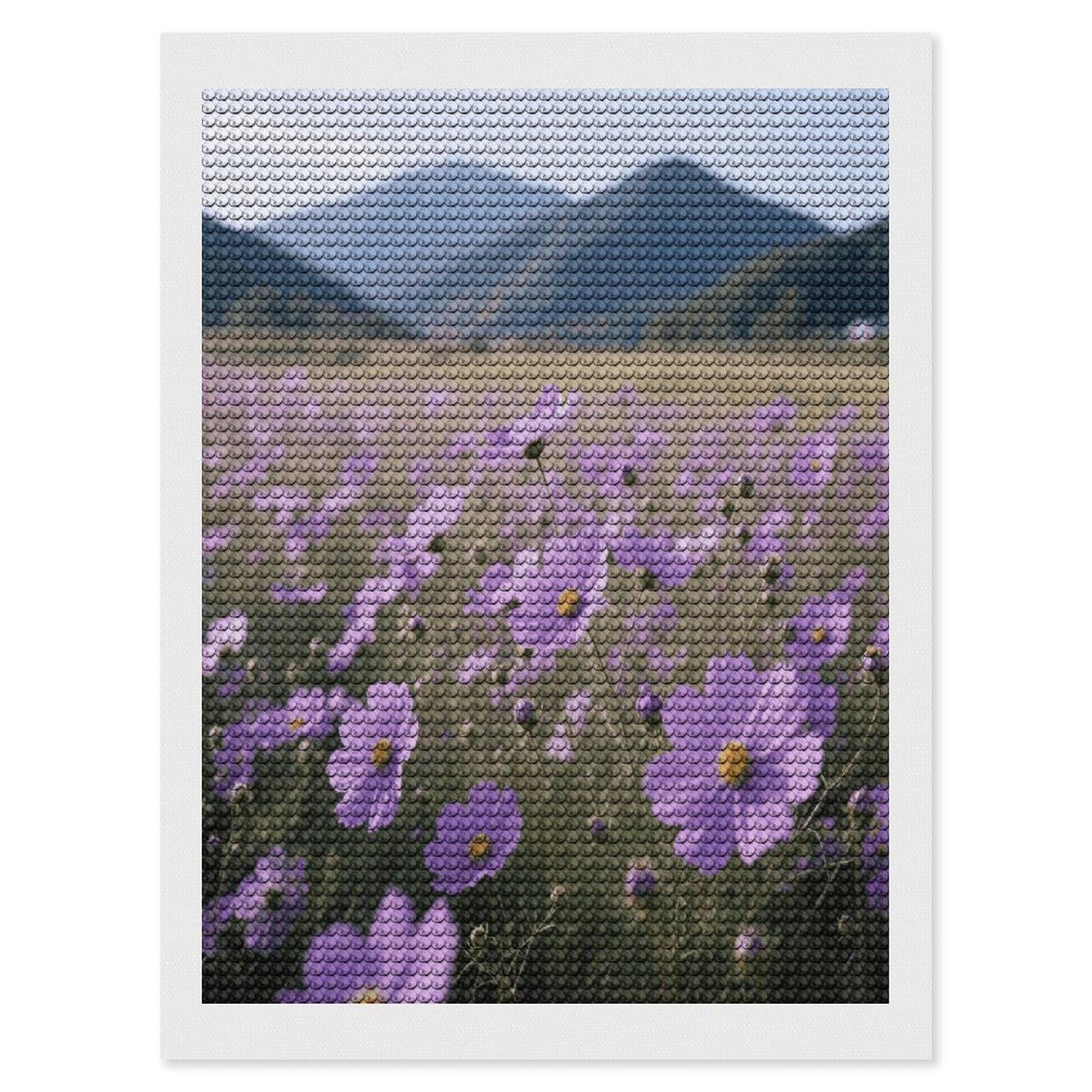 VstaDank Purple Daisy Diamond Painting Kits Exquisite DIY Full Round Drill Diamond Dots Painting for Adults Beginner Diamond Photo Paint with Diamond Picture Art Wall Decor 12"x16"