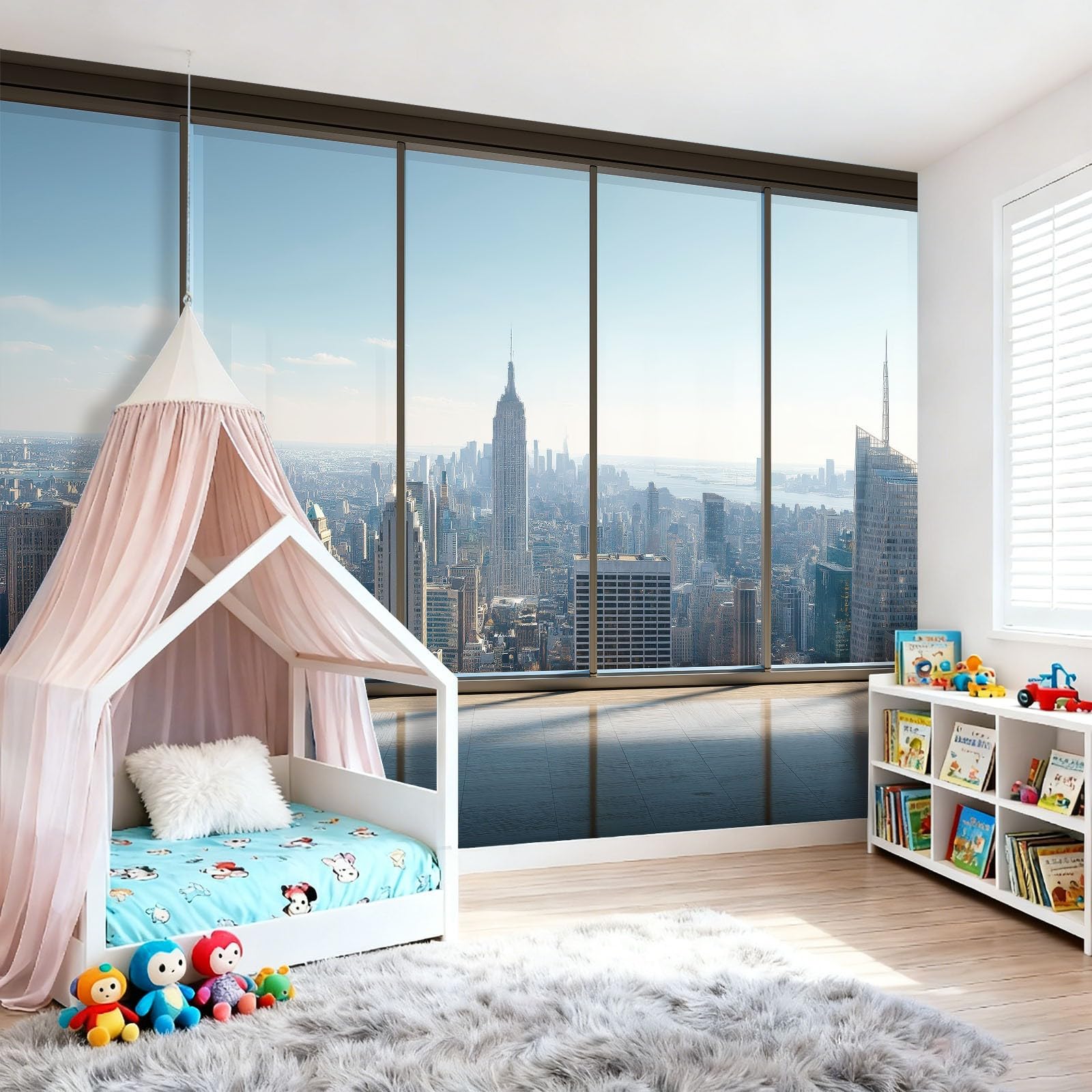 3D Fototapete Skylines Wolkenkratzer 350 x 256 cm (B x H) Vlies Tapete, Stadtfotografie Wohnzimmer Vliestapete XXL Wandtapete Fototapeten Bildtapete Wand Dekoration