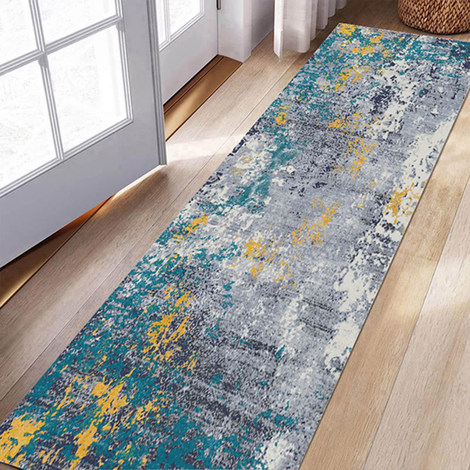 Tappeto lungo 0,6 m morbido tappetino antiscivolo in microfibra per ingresso, cucina, camera da letto, bagno, personalizzabile grigio blu giallo 60 x 60 cm