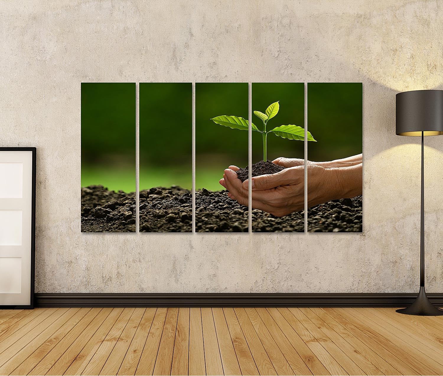 islandburner Cuadro sobre lienzo manos sosteniendo nutritiva verde joven planta naturaleza imágenes murales carteles