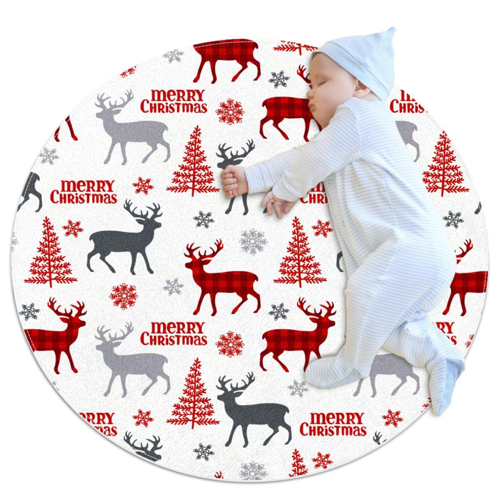 Tapis moderne antidérapant rond de Noël pour sécuriser et décorer le sol