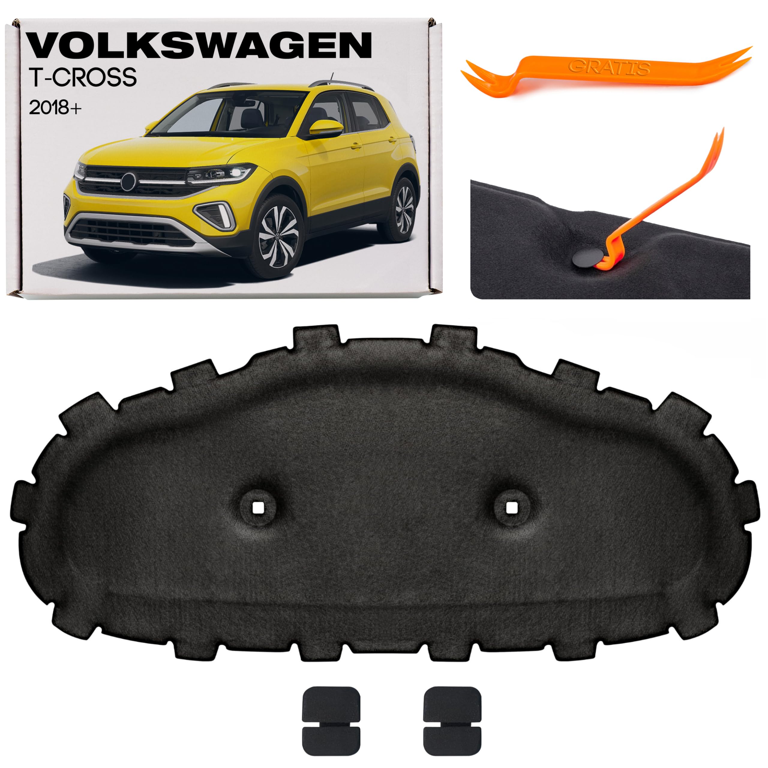 Motorhaubendämmung Schalldämmung der Motorhaube Motorhauben-Dämmmatte MIT CLIPS FÜR VOLKSWAGEN T-CROSS 2018+ 2GM863831