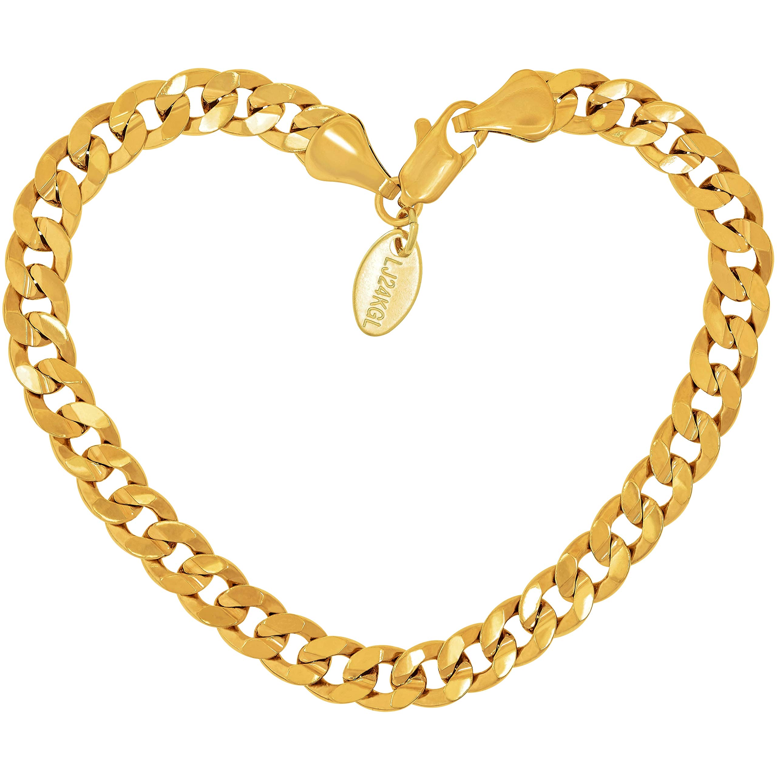 LIFETIME JEWELRY 6mm Cuban Link Chain Bracelet for Men and Women 24k Gold Plated