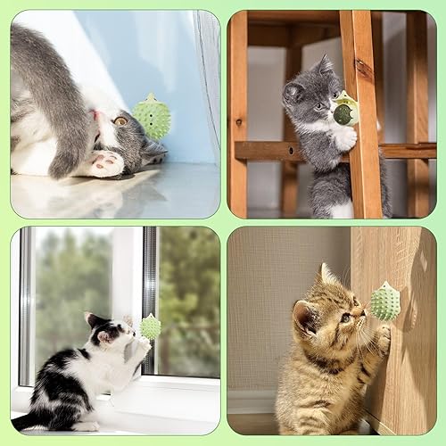 Miniatura 8 de SEVENKA 2 piezas de juguetes de hierba gatera cepillo para gatos autoaseo con bola de hierba gatera y fruta de la agalla, gatito rascador auto