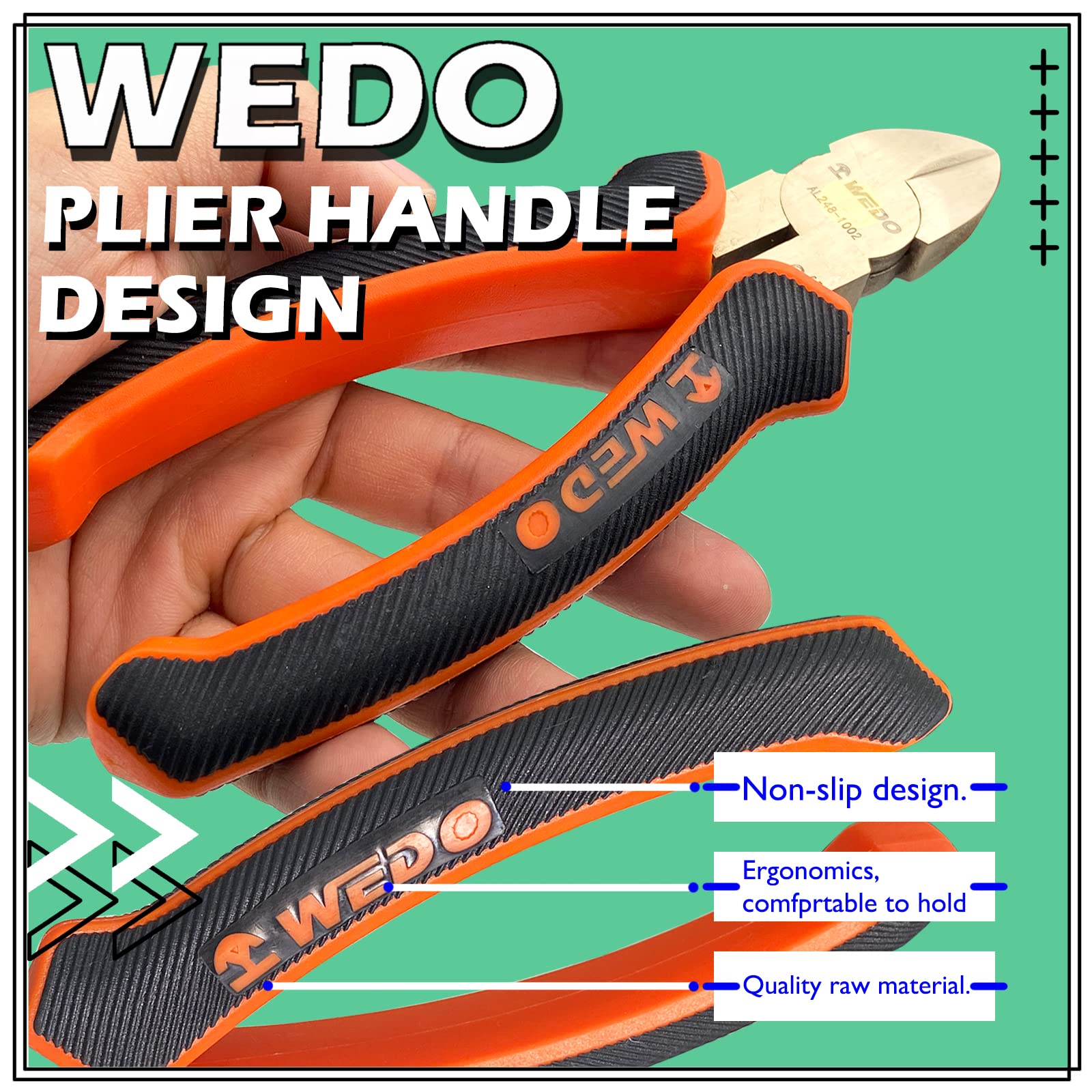 WEDO Non-Sparking Diagonal Cutting Pliers 6”(150mm), Spark-Free Safety Side Wire Cutters Pliers Nippers, DIN Standard - Image 4