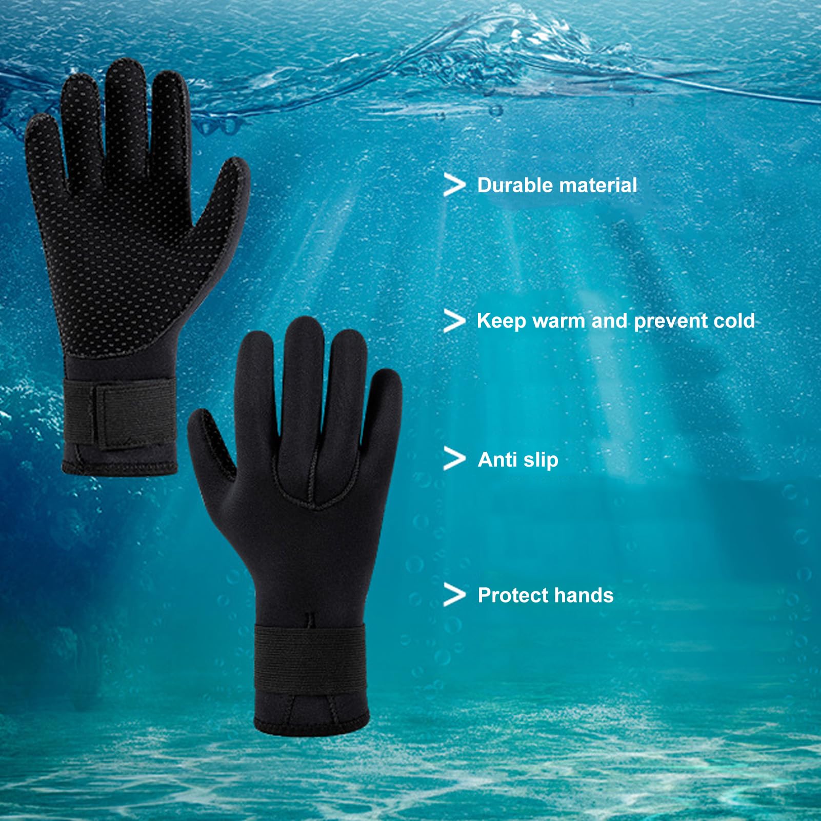 Unisex Neoprene Diving Gloves: Scratch Proof and Abrasion for Secure Underwater Grip, for Snorkeling, Fishing, and Surfing (L Size)