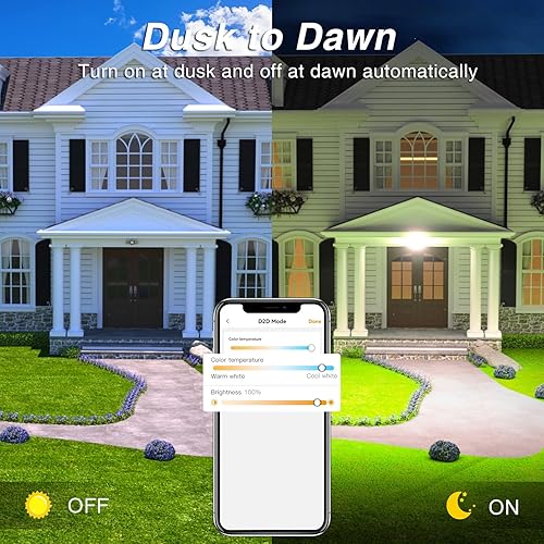 Miniatura 2 de Luces LED inteligentes de seguridad para exteriores, 50 W, 7000 lúmenes, reflector del atardecer al amanecer, lámpara exterior de color