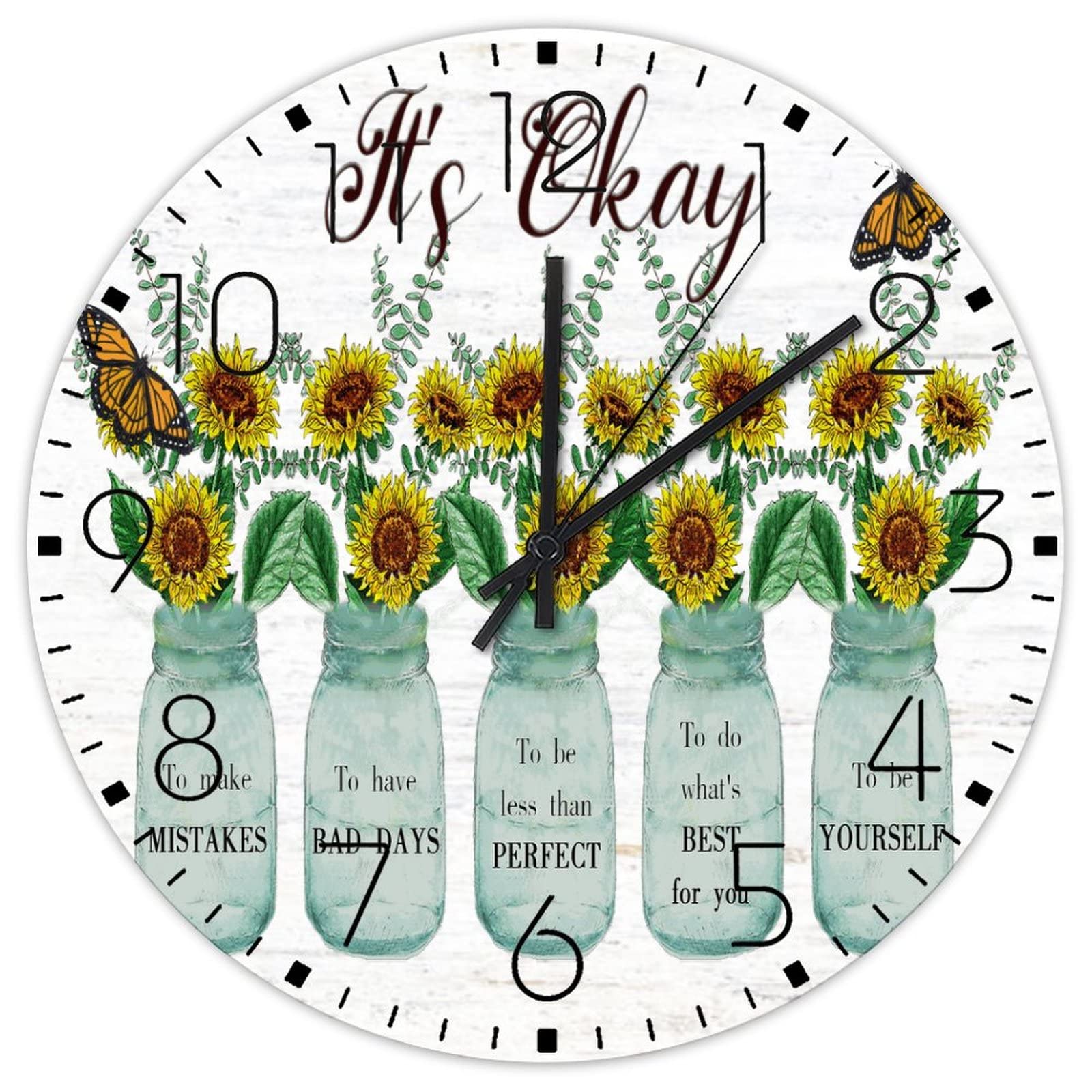 Horloge murale It's Okay to Make Mistakes en bois pour chambre d'enfant