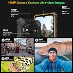 Téléphone Canada, Ulefone RugKing 3 Pro Smartphone non verrouillé, Octa-core 16+128GB/2TB TF, Android 15, 6.56” 120Hz, 48MP+2MP+8MP Cam., 5700mAh, Water-Lock, charge à quai, Al Assistant (Gemini) - Orange