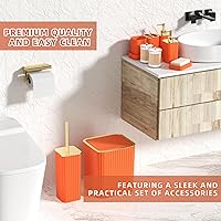 Vista 5 de Bathroom Accessories Set - 25PC Bathroom Sets with Shower Curtain and Rugs, Orange Bathroom Accessories with Trash Can, Soap Dispenser, Soap Dish &