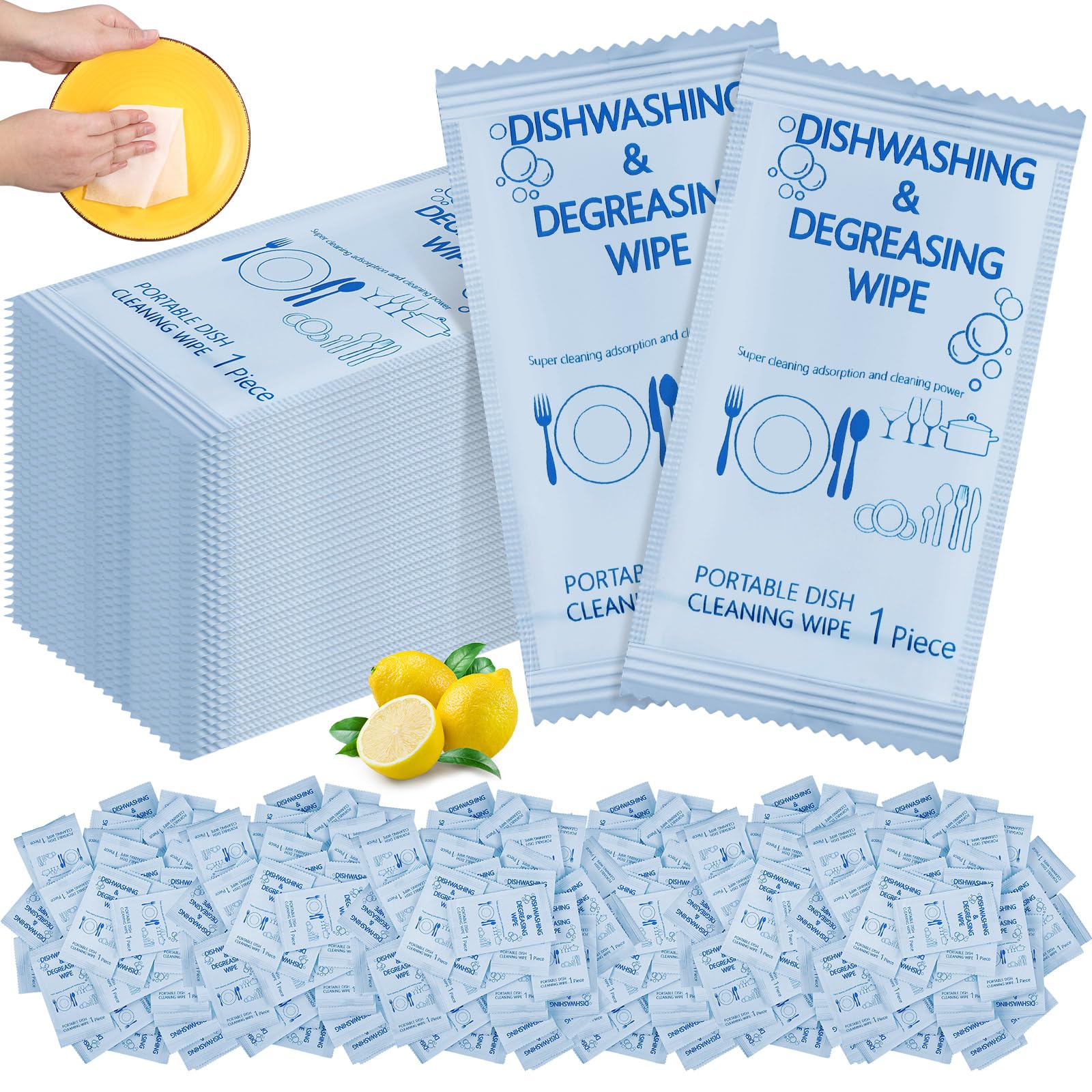 Tondiamo 150 Pcs Travel Dish Soap Wipes Individually Wrapped Cleaning Wipes