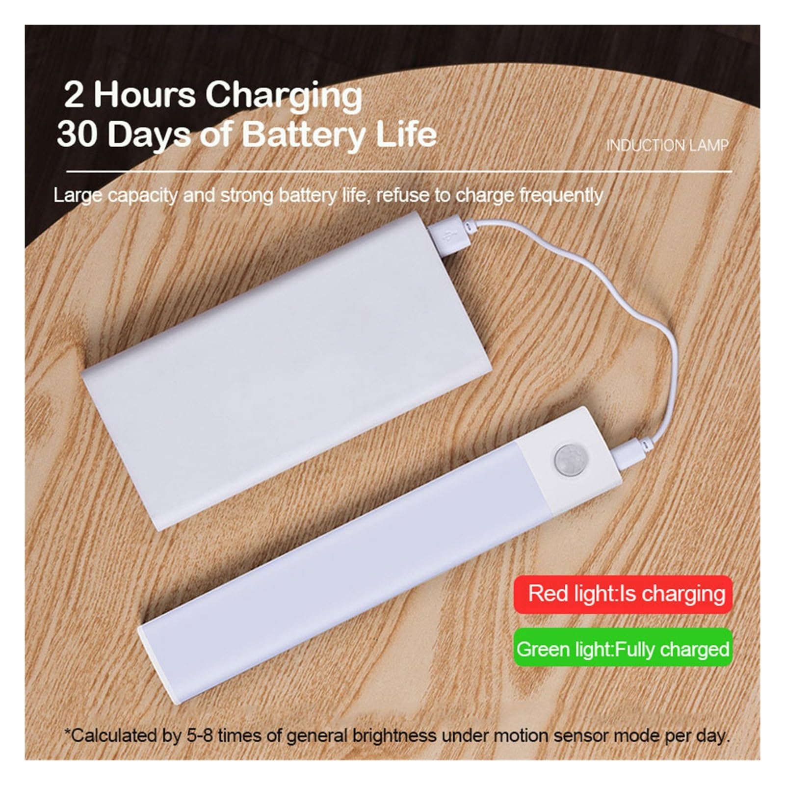 Unterschrank Leuchten LED-Schlafzimmer-Nachtlicht Mit Bewegungsmelder, Kabelloses USB-Unterschranklicht For Küche, Kleiderschrank, Innenbereich, 3 Farben In 1 Beleuchtung(30CM,Silver)