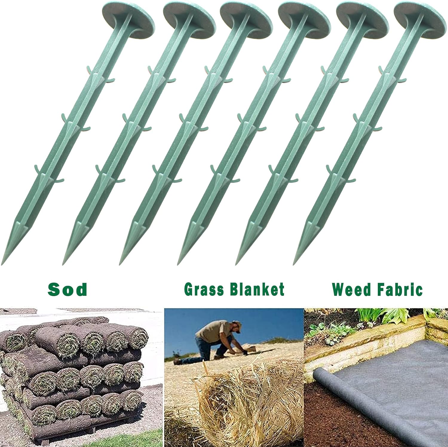 6-Inch Plastic Stakes Sturdy Plastic Stakes Anchors Rustproof for Holding Down Landscape Fabric Lawn Edging,Weed Barrier, Tents,Game Nets and Rain Tarps (200)