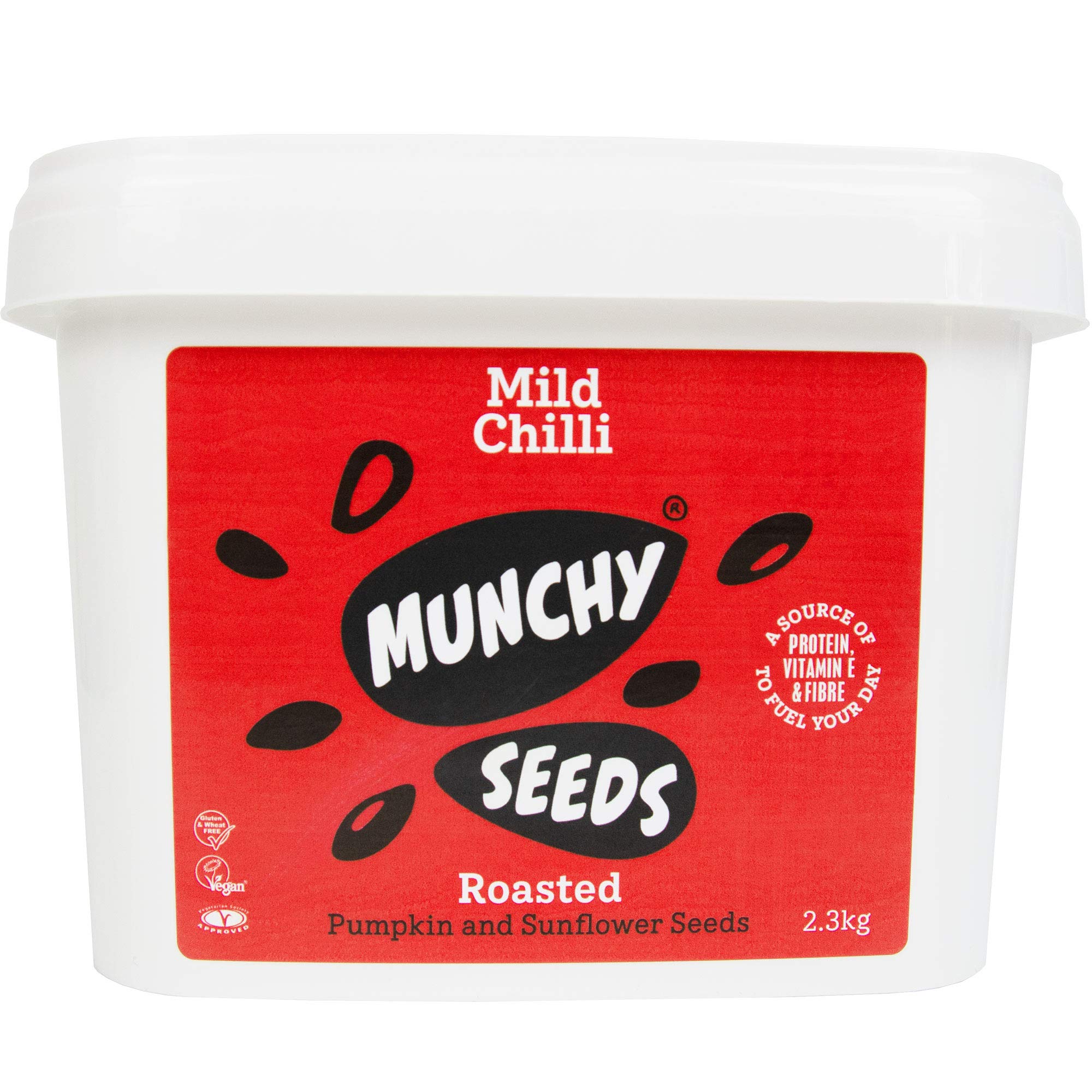 MUNCHY SEEDS Mild Chilli Sunflower, Pumpkin, Protein Snack, Seed Mix for Eating, Plant-Based Source of Protein, Fibre & Vitamin E, Mildly Spicy Flavour, Vegan Snacks for Kids & Adults - 2.3kg