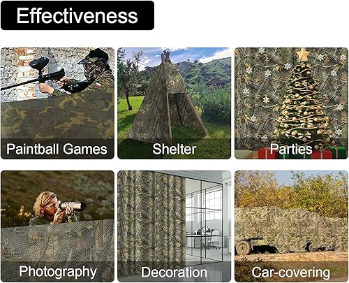 Miniatura 4 de LOOGU Red de camuflaje, cubierta de persianas de pato, red de malla silenciosa, cubierta de red de camuflaje militar militar de 59 pulgadas de