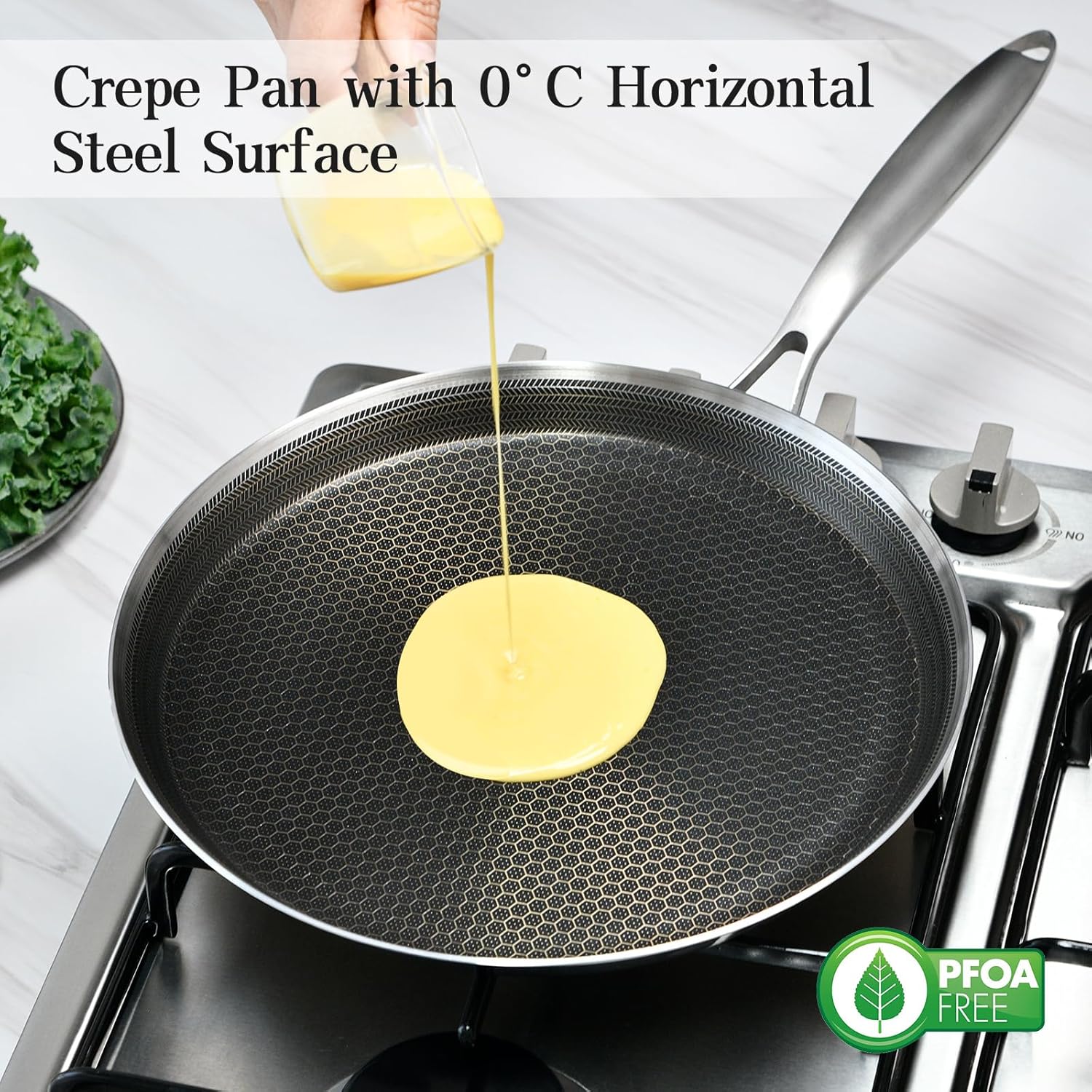 Crepe Pan No stick Stainless Steel, 11 inch Honeycomb Coating Pancake Pan for Dosa Tawa, Tortilla, Burrito, Taco, Nonstick Flat Skillet Tawa Dosa Tortilla Griddle Pan, Induction Compatible, PFOA Free - Image 8