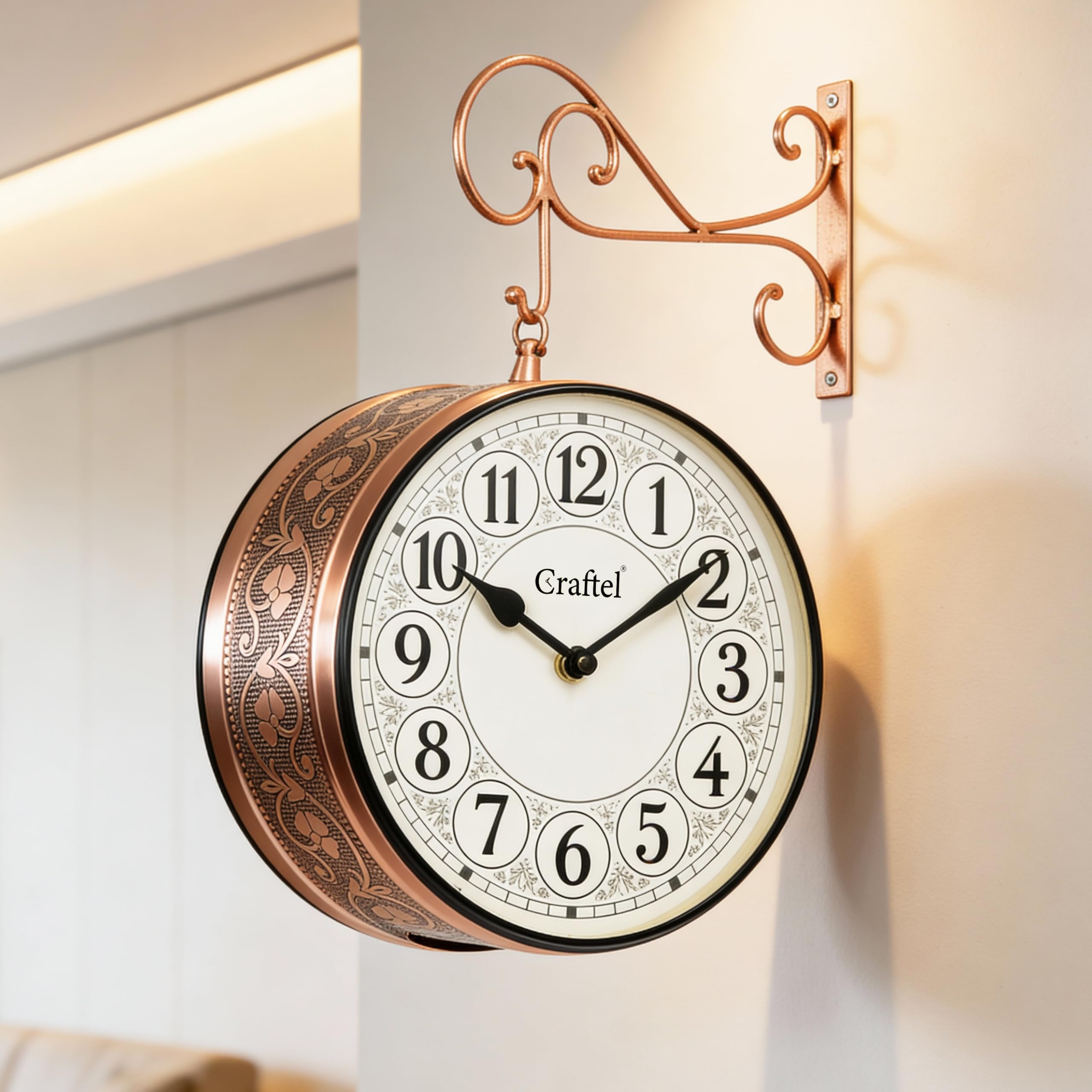 Buy CRAFTEL Double Sided Station Wall Clock Electroplated | Both