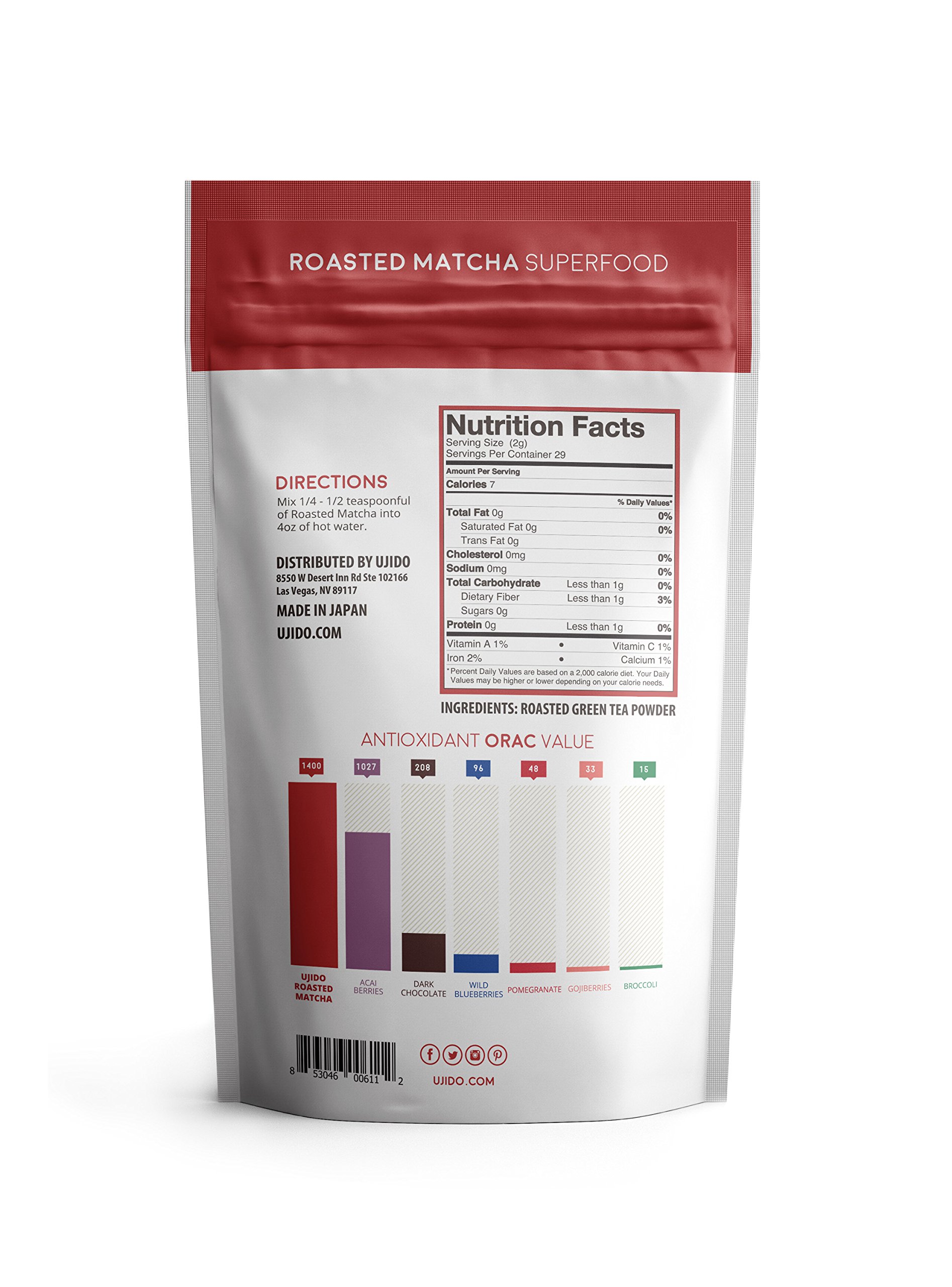 Ujido Roasted Matcha Green Tea 2oz Culinary Grade Japanese Matcha Powder Coffee Substitute — view 2