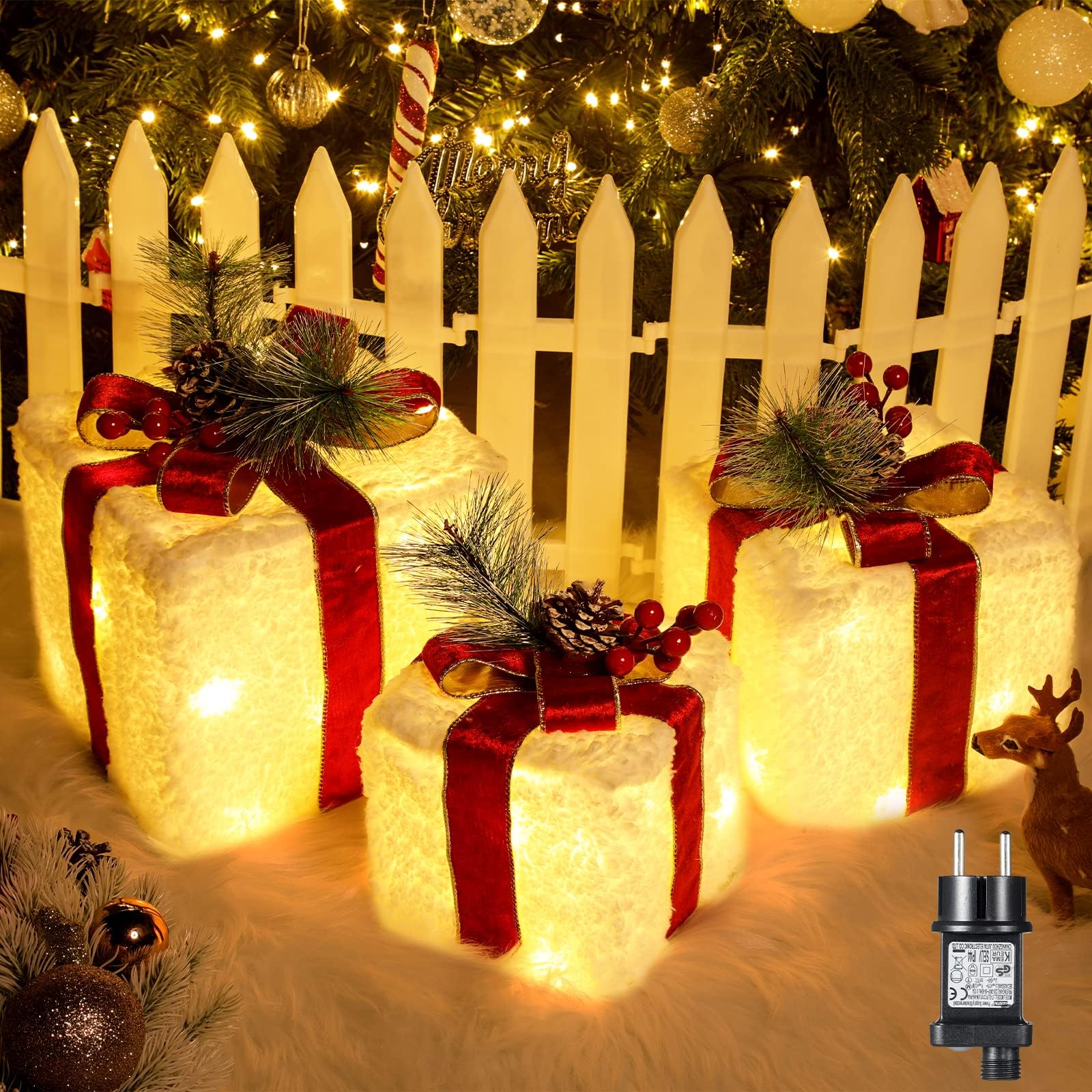 FUFRE Weihnachtsdeko Aussen, 328cm Weihnachtsmann Deko Außen Mit LED 