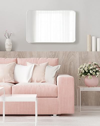 Miniatura 3 de Kate and Laurel Zayda Radius - Espejo rectangular de pared, 20 x 30 pulgadas, plateado, espejo rectangular minimalista con marco de metal con